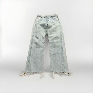 Levis Womens Blue Wedgie Straight Big “E” Fraying Hem Jeans Size 26